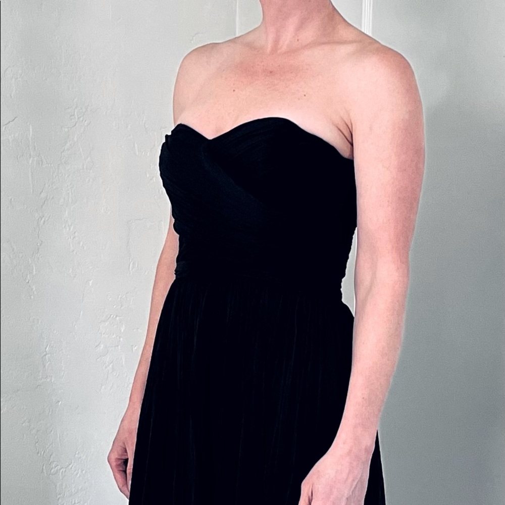 Deep navy silk J. Crew wedding collection dress.